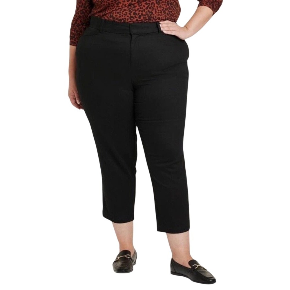 Ava & Viv Women's Black High Rise Stretch Ankle Dress Pants Size 22